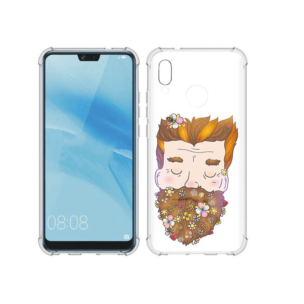 Чехол MyPads Tocco для Huawei P20 Lite мужчина с цветами в бороде (PT130405.51.489)