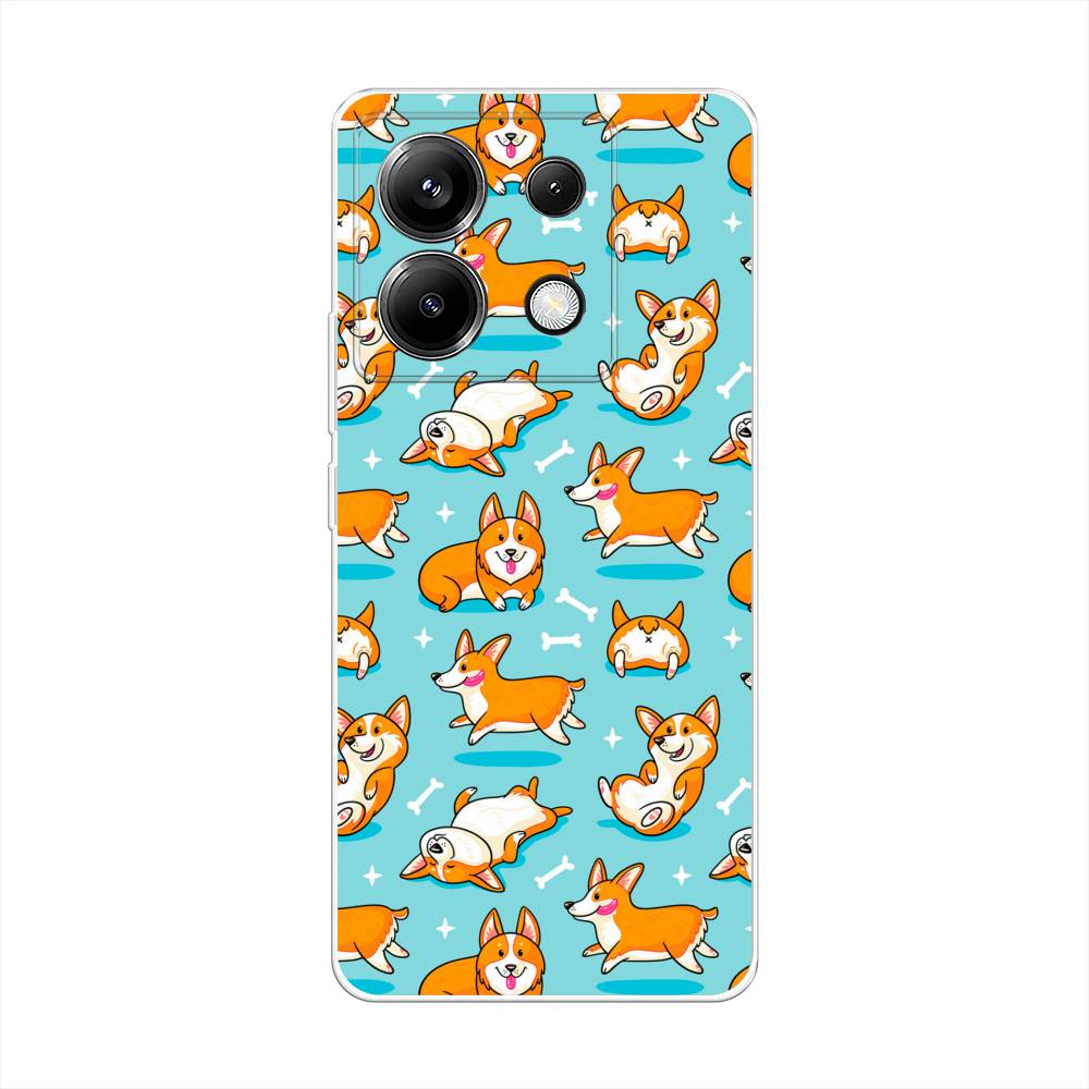 

Силиконовый чехол "Веселые корги" на Xiaomi Poco X6, Голубой