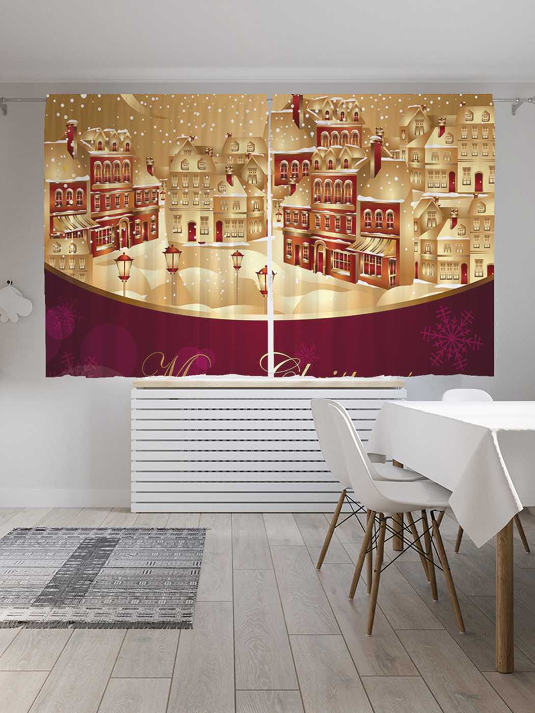 

Шторы JoyArty Изысканная открытка с Дедом Морозом, Oxford DeLux, 2 полотна 145x180, Изысканная открытка с Дедом Морозом