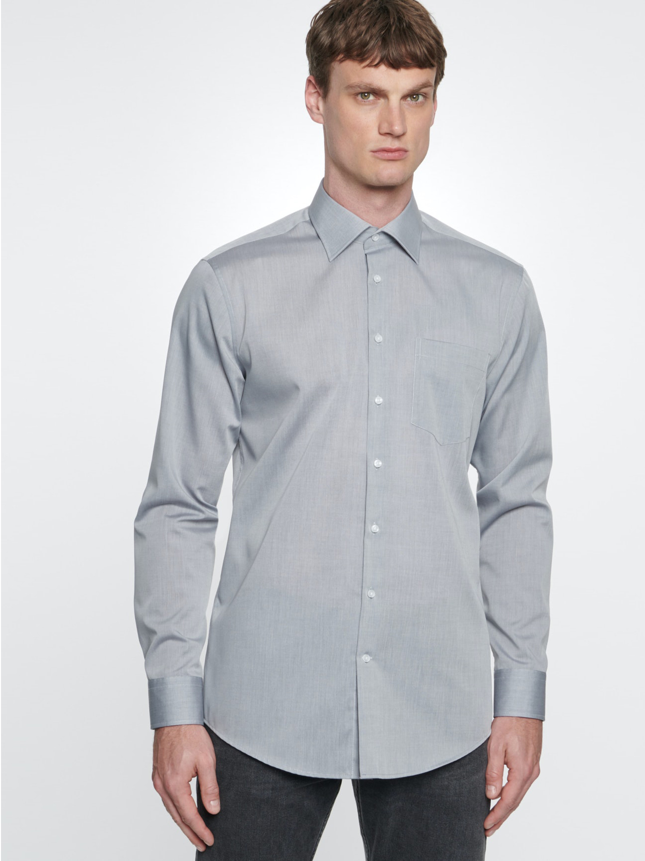 Рубашка мужская Seidensticker 002000-32 серая 43