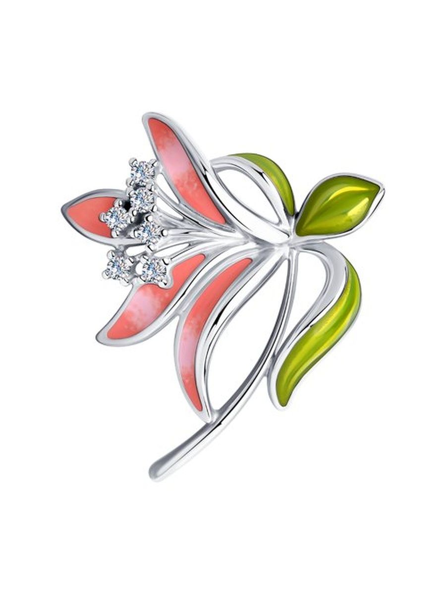 

Брошь из серебра TEO MAORI 894040199, фианит\эмаль, 894040199