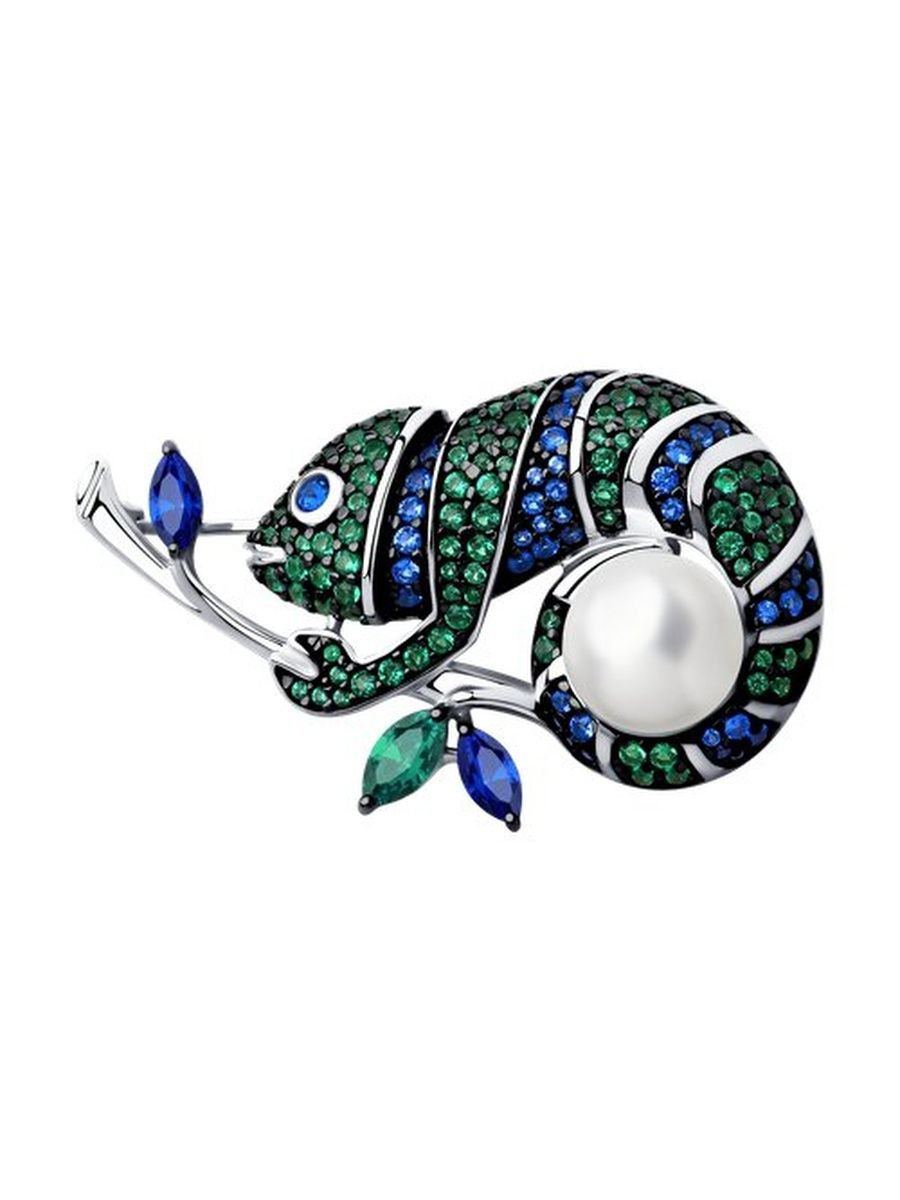 

Брошь из серебра TEO MAORI 894040269, жемчуг искусственный\фианит, 894040269