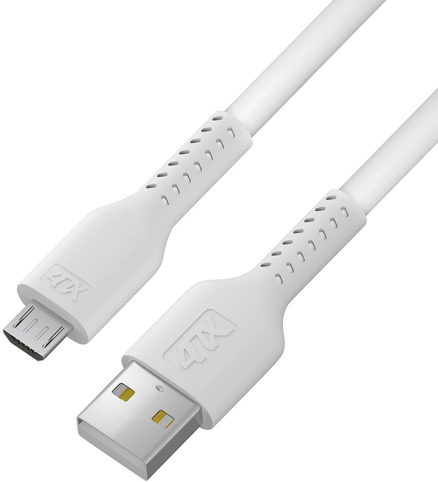 Кабель 4ПХ 1.0m USB - Micro USB, ПВХ, белый/белый