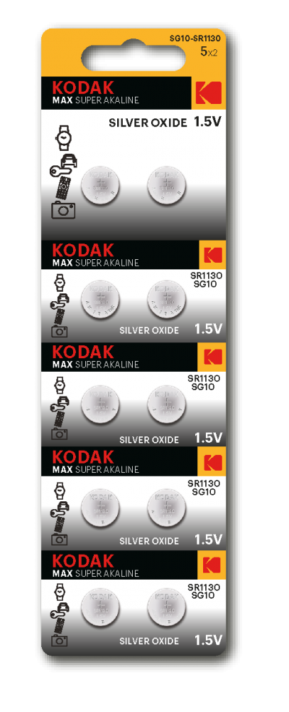 Набор из 10 шт, Батарейки Kodak SG10 (389) SR1130, SR54 MAX Silver Oxid Button Cell (10/10 100059607322