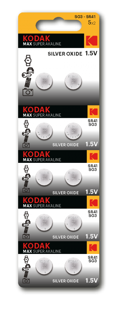 Набор из 10 шт, Батарейки Kodak SG3 (392) SR736, SR41 MAX Silver Oxid Button Cell (10/100/