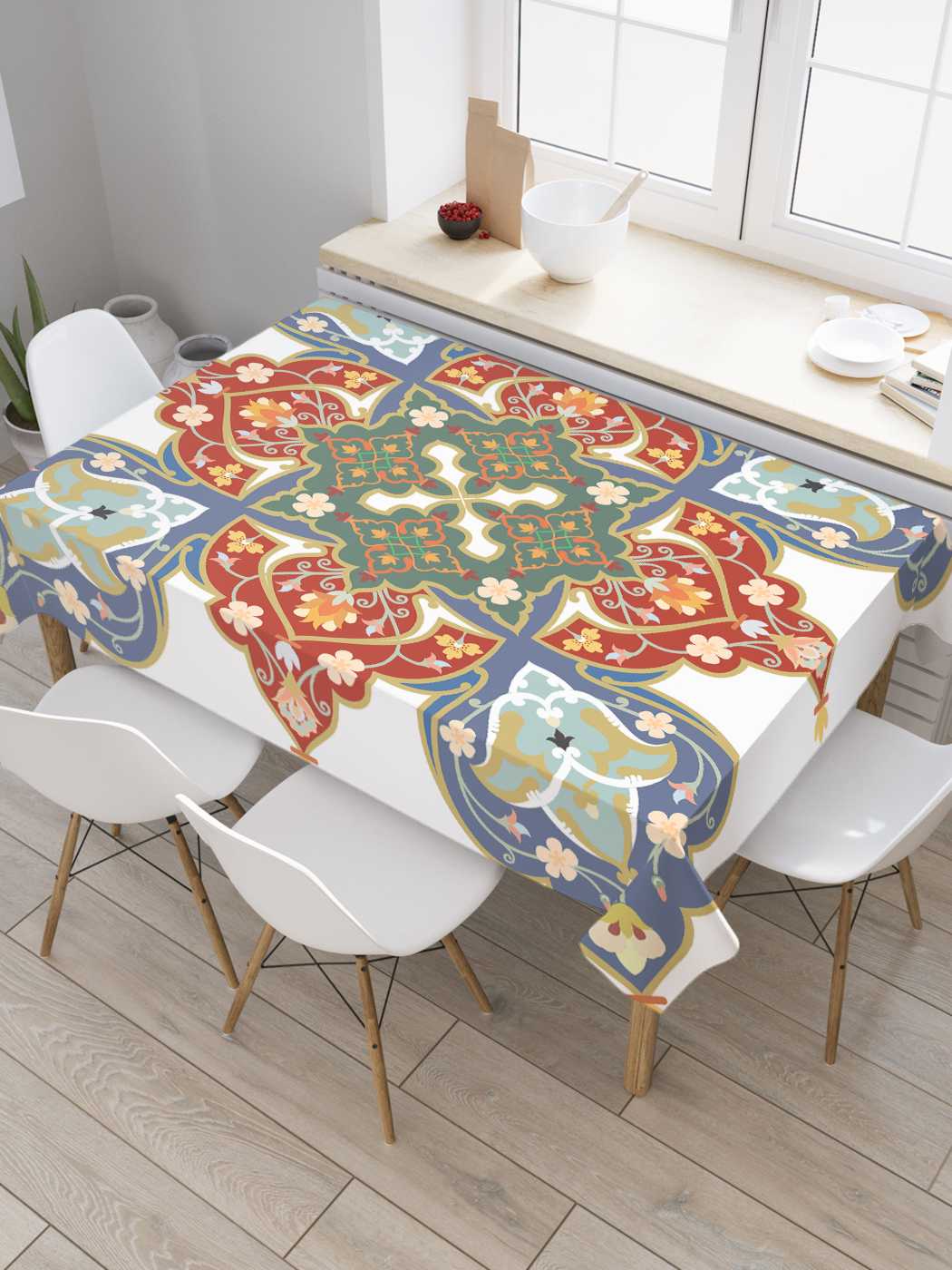 

Скатерть прямоугольная JoyArty "Восточный четырехлистник" из сатена, 120x145 см, Красный, Восточный четырехлистник