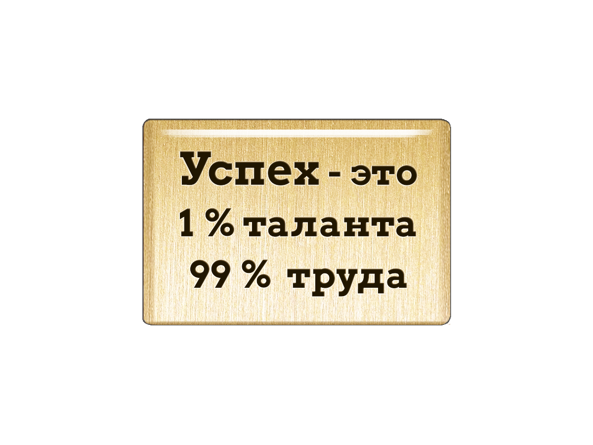 

Магнит Успех - это 1% таланта 99% труда., Т18.185.02.00