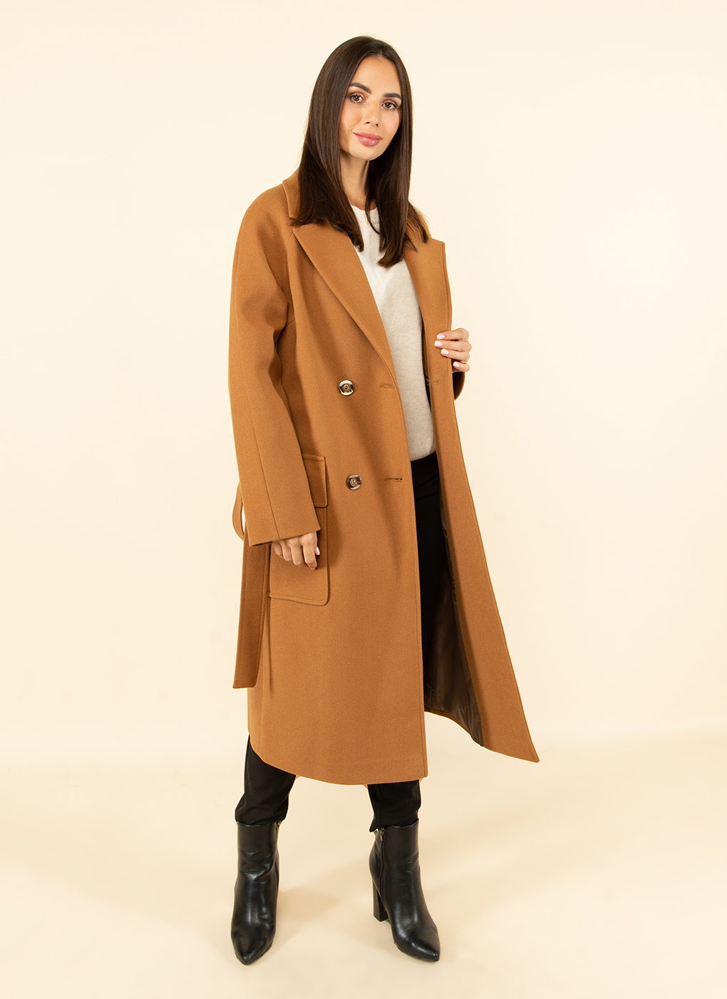 Пальто женское Crosario 55805 коричневое 44 RU