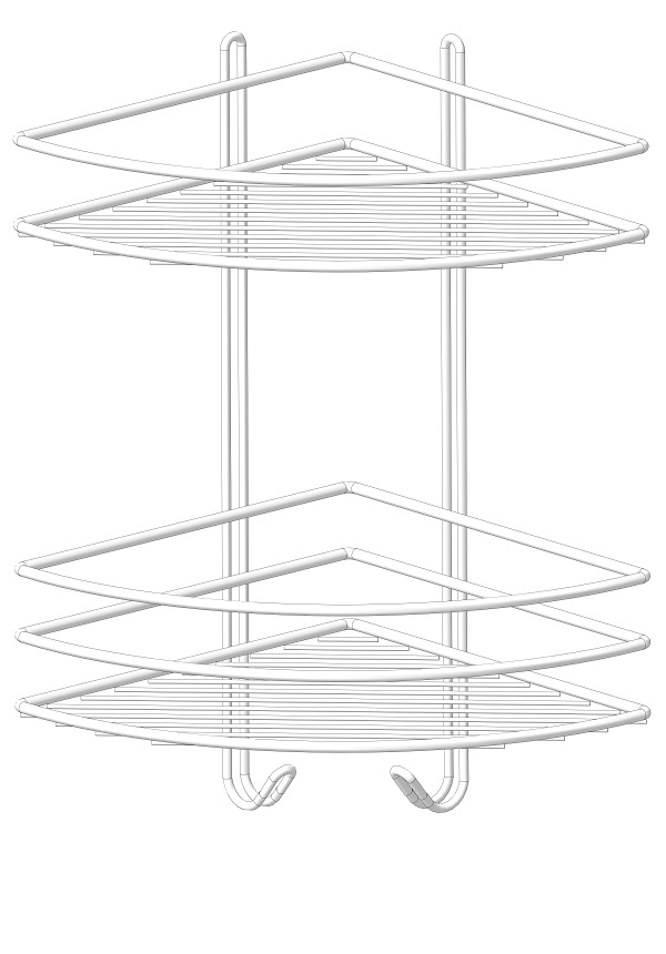 Полка для ванной PROFFERO угловая крючки белый