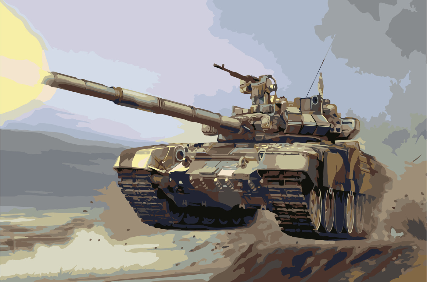 

Картина по номерам 40 x 60 Танк Т-90 (PZ-2008), Танк Т-90