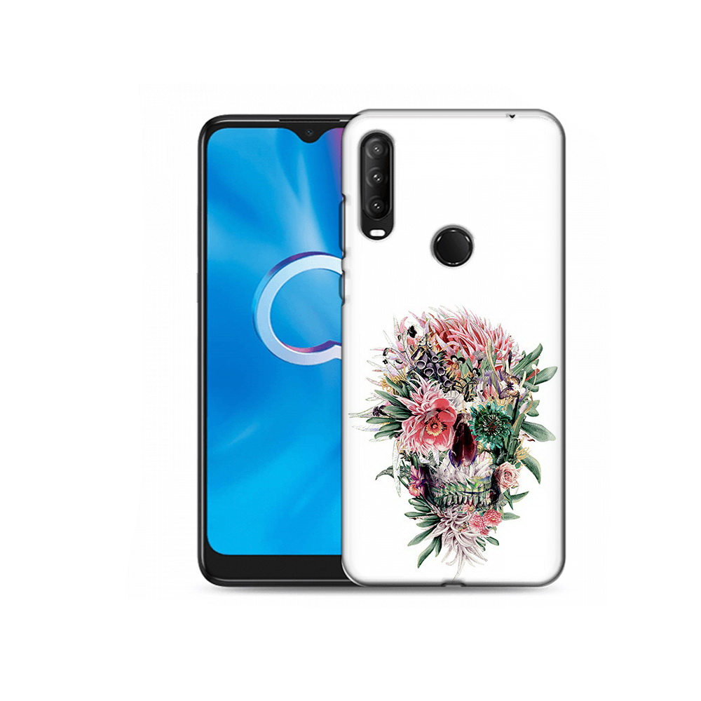 

Чехол MyPads Tocco для Alcatel 1S (2020) 5028Y череп из цветов (PT145668.665.677), Прозрачный, Tocco