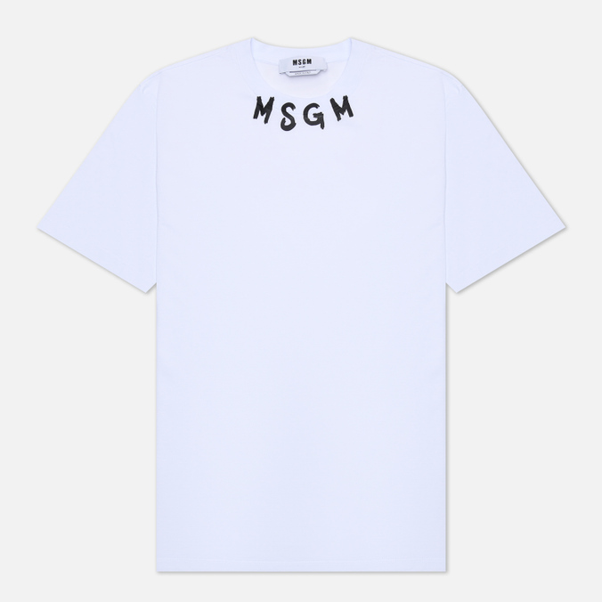 

Мужская футболка MSGM Script Logo Neck белый, Размер XL, Script Logo Neck