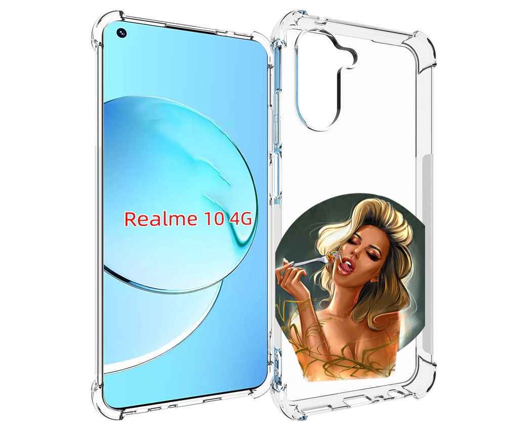 

Чехол MyPads голодная-девушка-модель женский для Realme 10, Прозрачный, Tocco