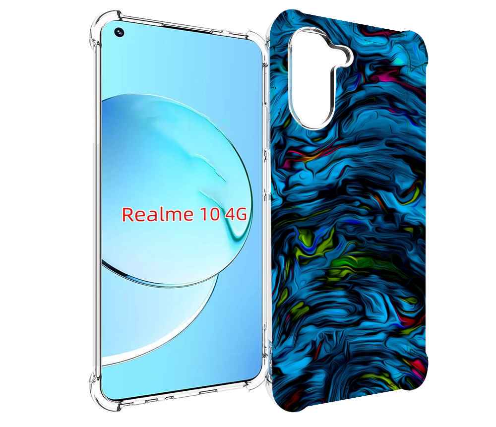 

Чехол MyPads голубая краска в темноте для Realme 10, Прозрачный, Tocco