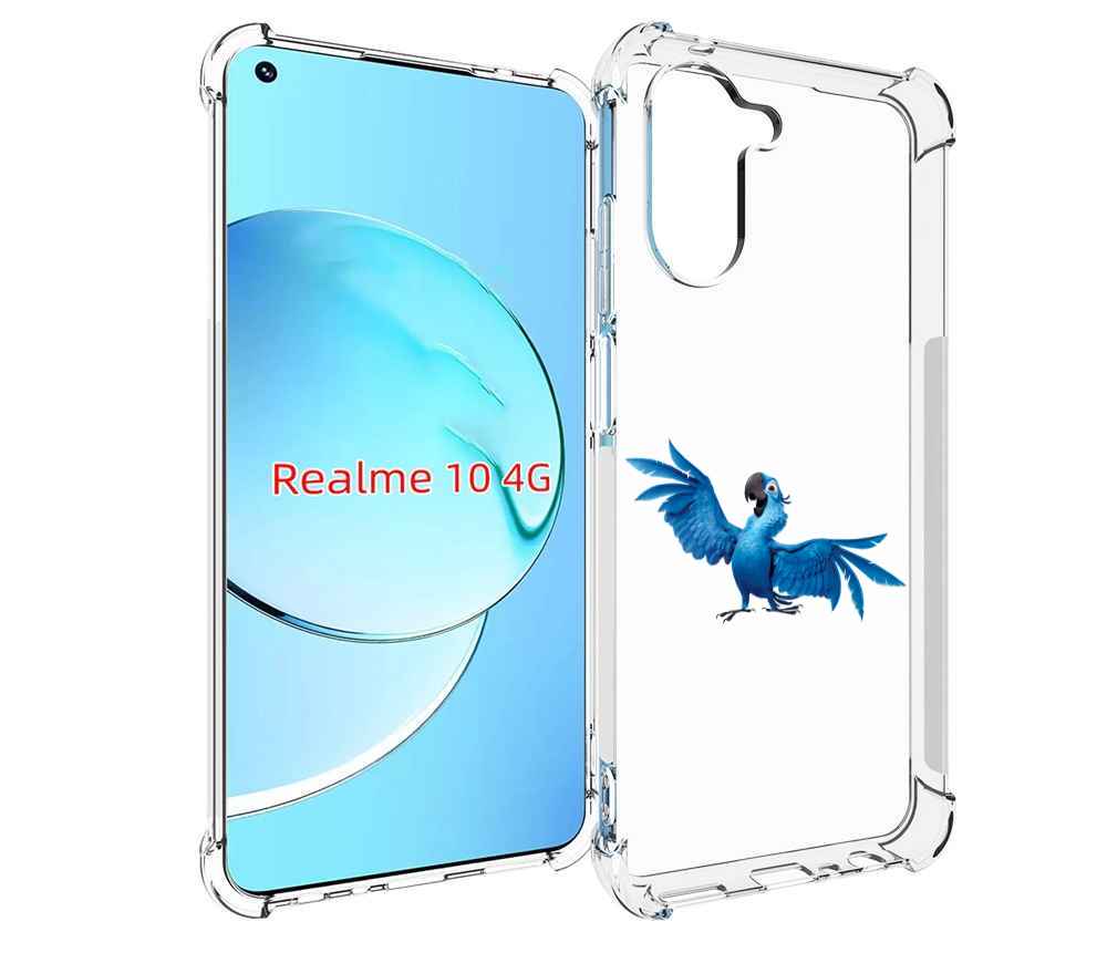 

Чехол MyPads голубой-попугайчик для Realme 10, Прозрачный, Tocco