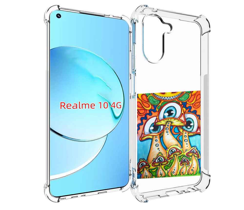 

Чехол MyPads грибы с глазами для Realme 10, Прозрачный, Tocco