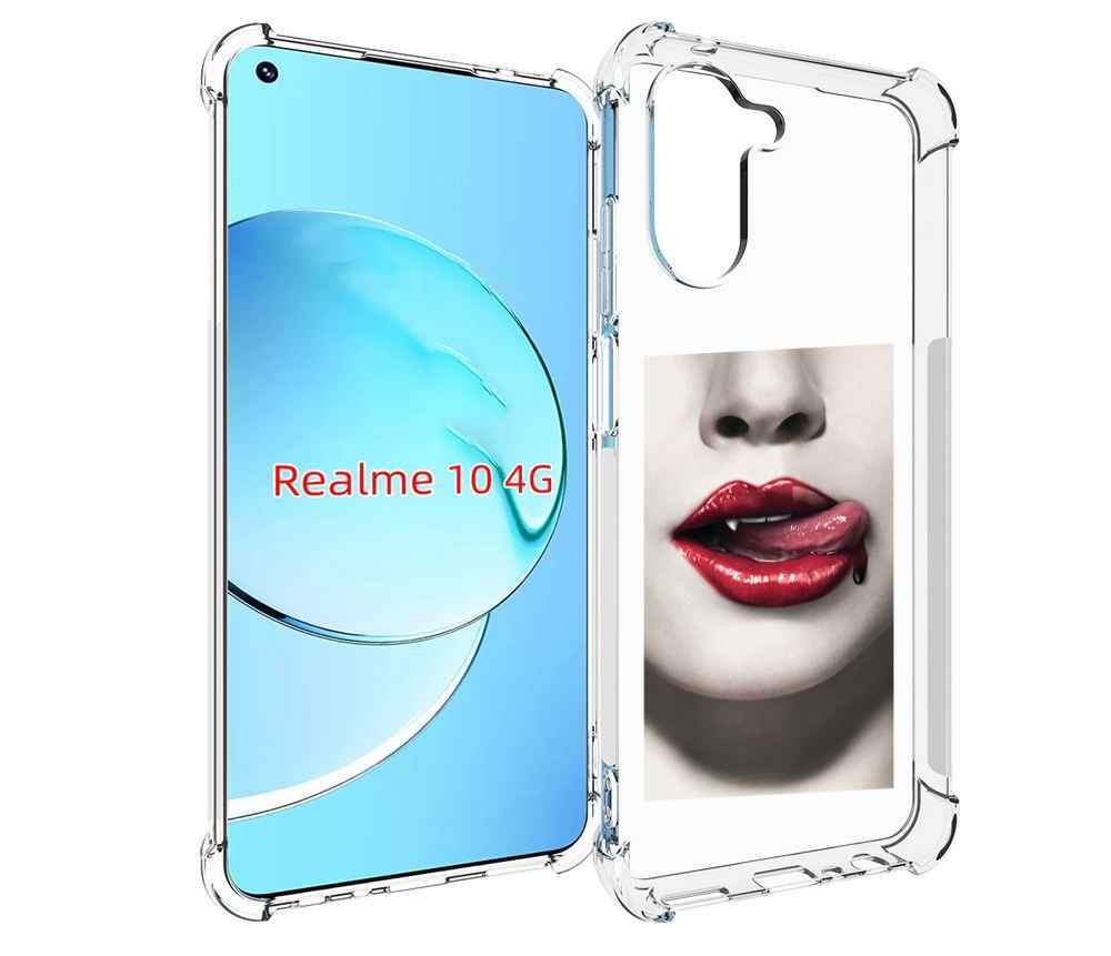 

Чехол MyPads губы-вампирши для Realme 10, Прозрачный, Tocco
