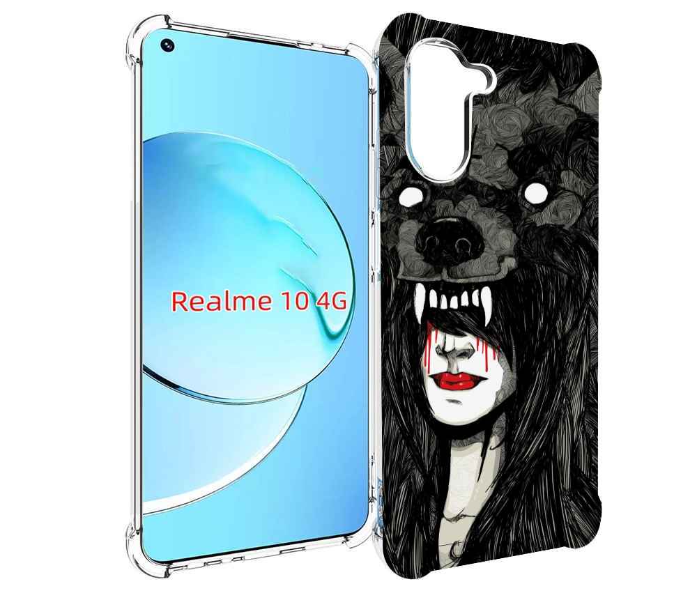 

Чехол MyPads девушка в шкуре волка женский для Realme 10, Прозрачный, Tocco