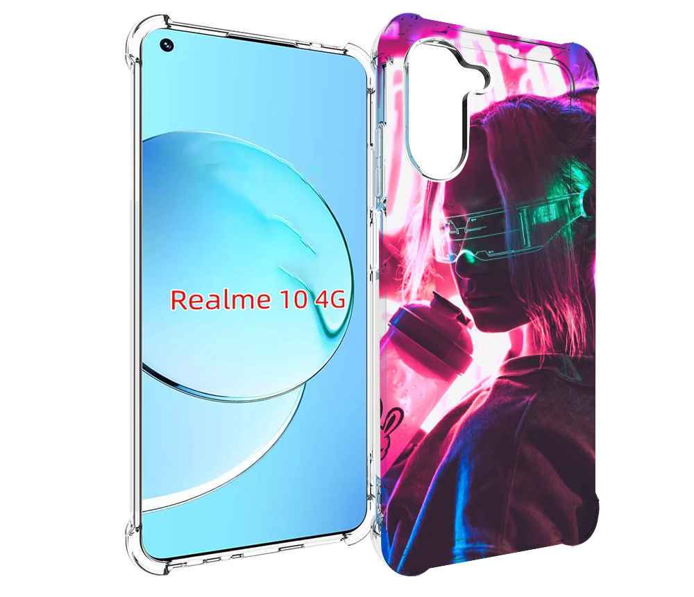

Чехол MyPads девушка неоновый фон женский для Realme 10, Прозрачный, Tocco