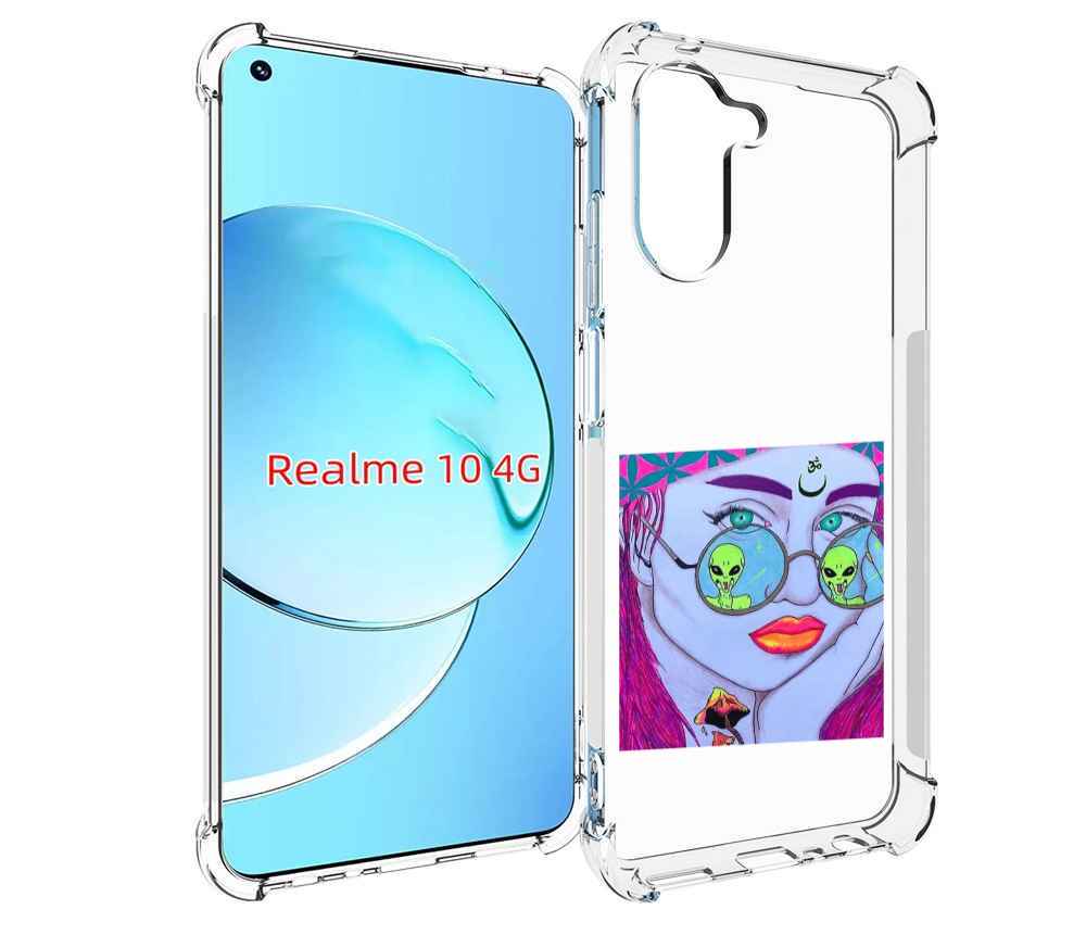 Чехол MyPads девушка с инопланетянами в очках женский для Realme 10