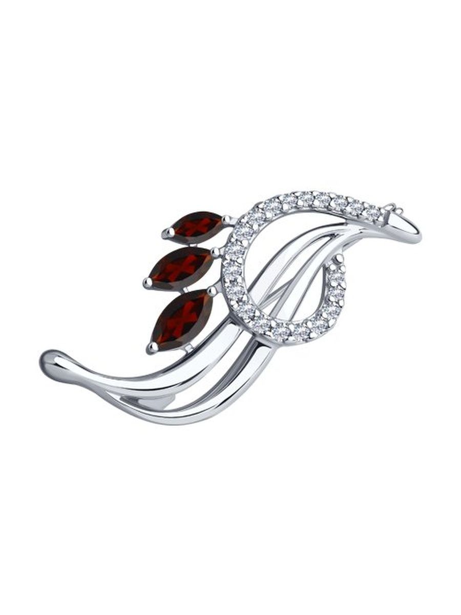 

Брошь из серебра TEO MAORI 894-340-01048-2, гранат\фианит, 894-340-01048-2