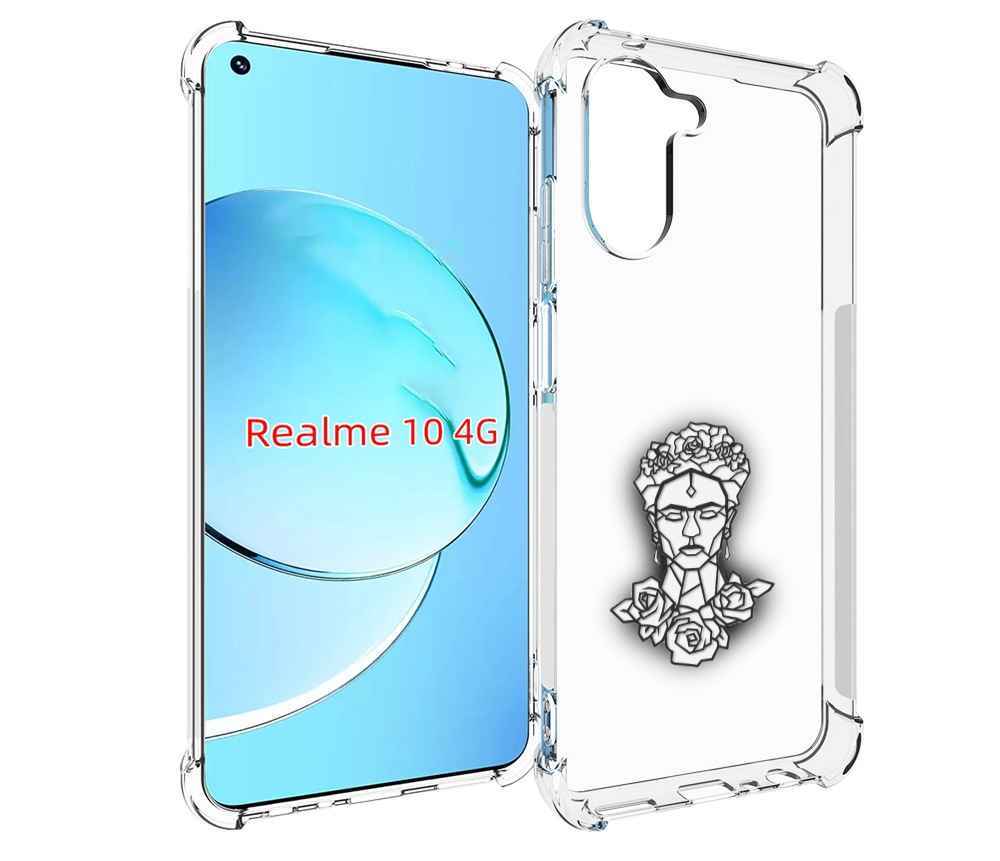 

Чехол MyPads девушка с цветами с гранями женский для Realme 10, Прозрачный, Tocco