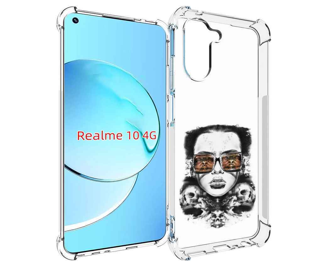 Чехол MyPads девушка с черепами в очках женский для Realme 10