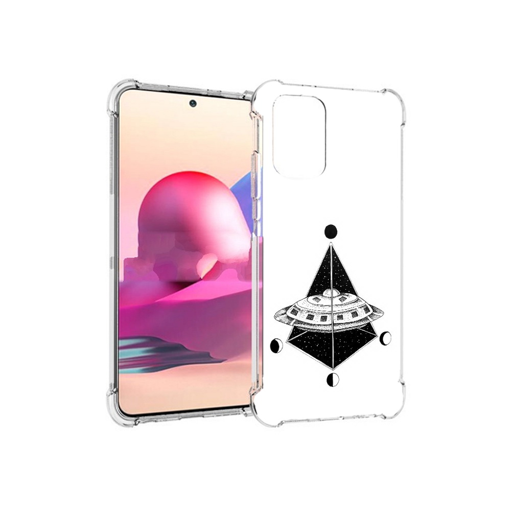 

Чехол MyPads Tocco для Xiaomi Redmi Note 10S черно белая летающая тарелка, Прозрачный, Tocco