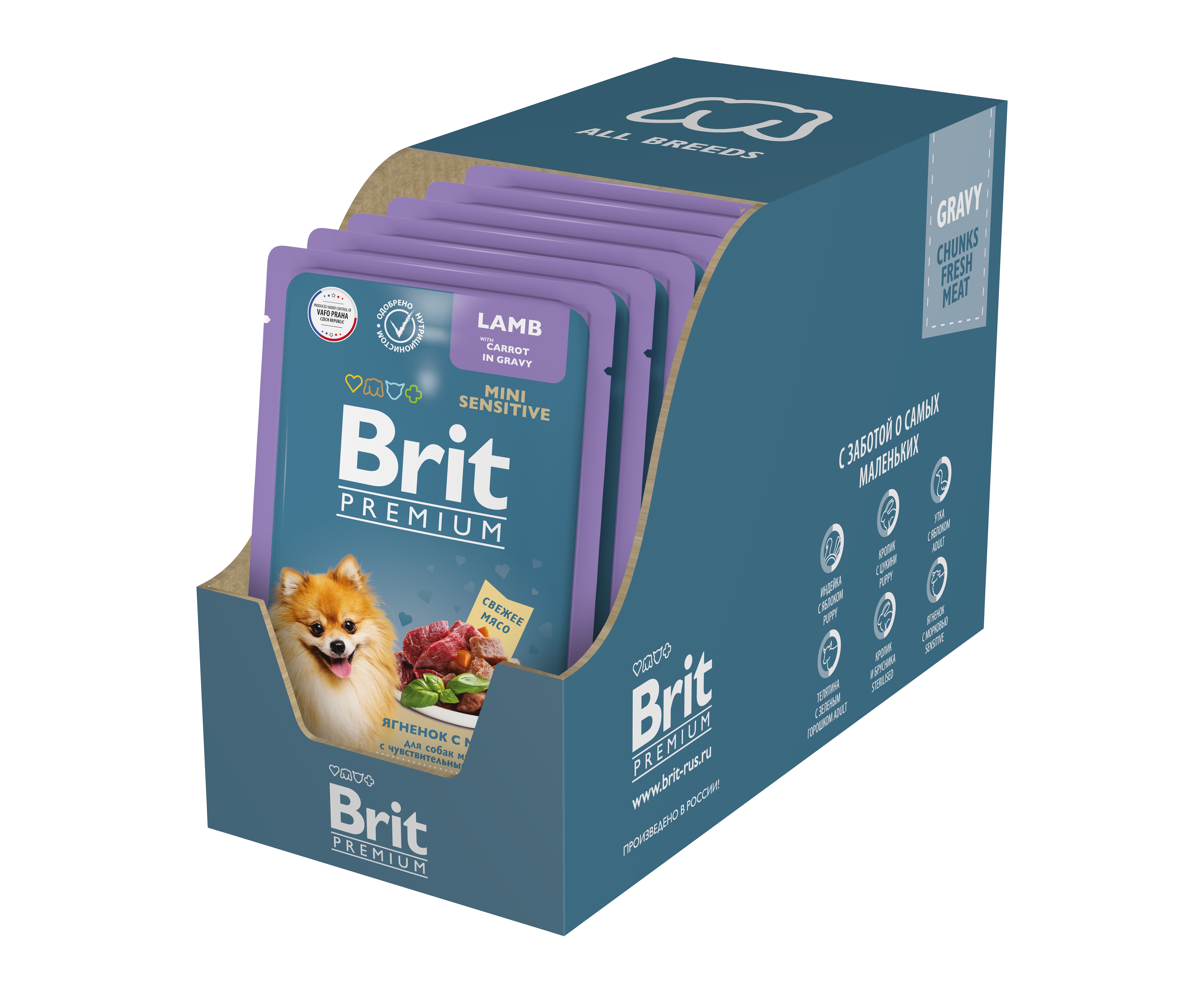 

Влажный корм для собак Brit Premium для мини пород, ягненок, морковь, 14 шт по 85 г