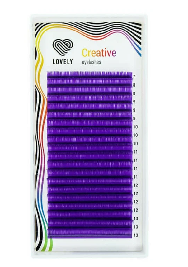 

Ресницы Lovely цветные фиолетовые C 0.07 7-13 мм 20 линий, Фиолетовый