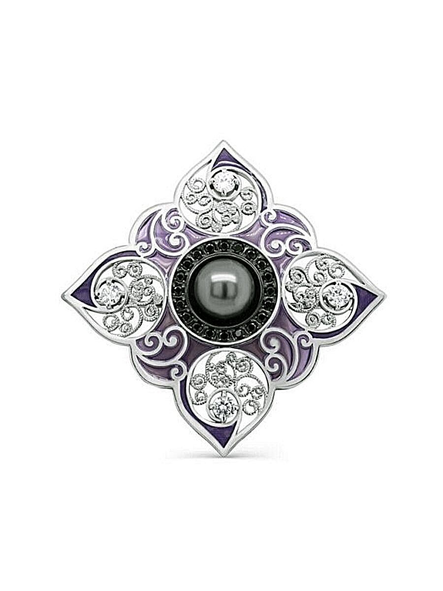 

Брошь из серебра TEO MAORI 815-445-2626, жемчуг искусственный\фианит\шпинель, 815-445-2626
