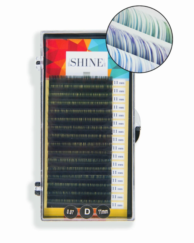 

Ресницы elShine 2-х тоновые зеленые фиолетовый синий D 0.10 11