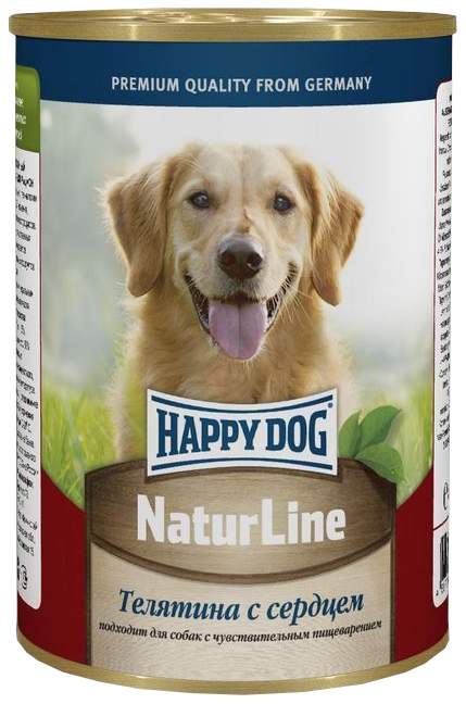 фото Консервы для собак happy dog naturline, с телятиной и сердцем, 20шт по 400г