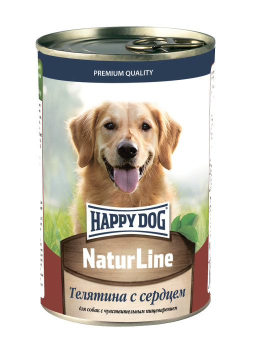 фото Консервы для собак happy dog naturline, с телятиной и сердцем, 20шт по 400г