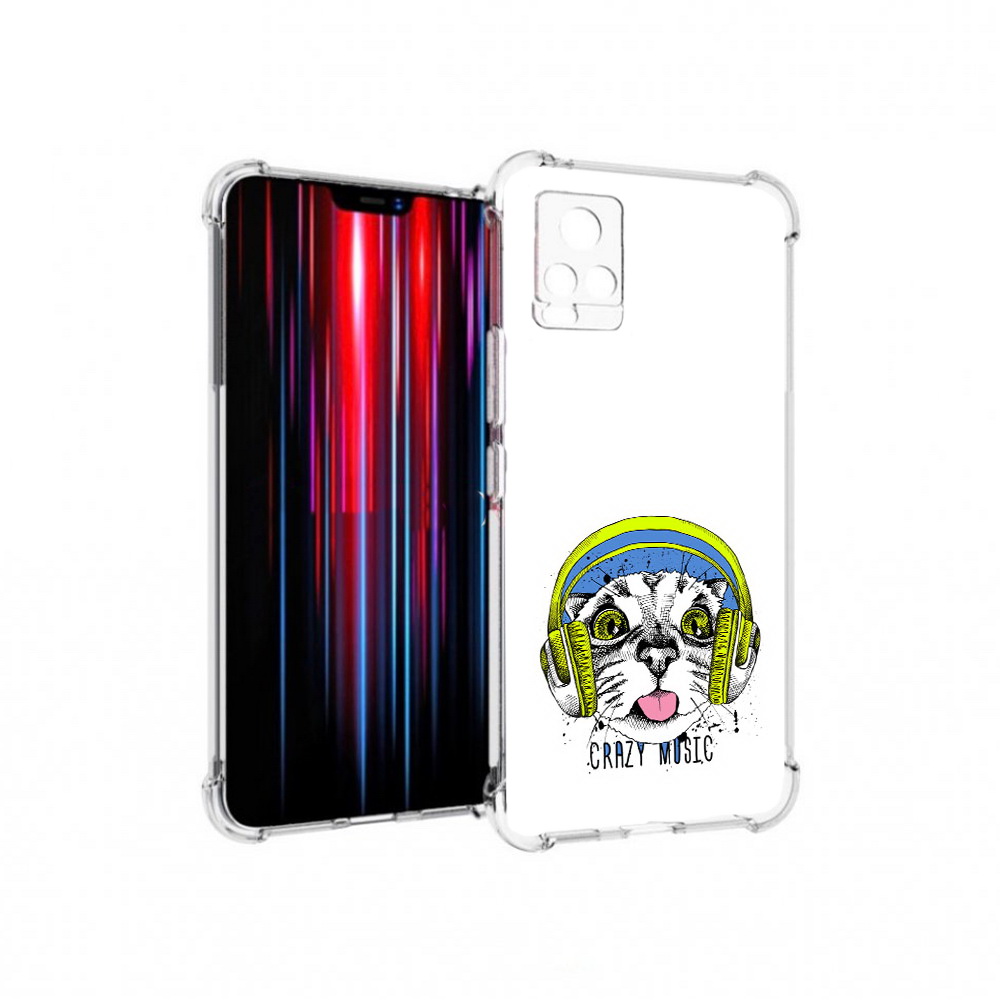Чехол MyPads Tocco для Vivo V20 PRO кошка в наушниках рисунок (PT226964.386.403)