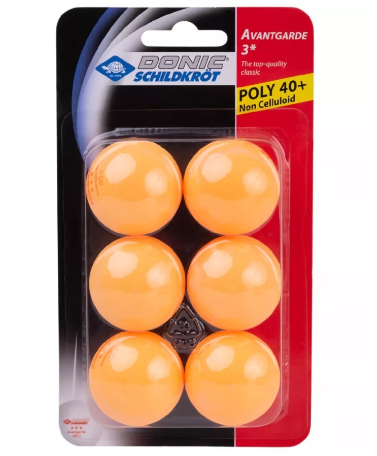 фото Мячи для настольного тенниса donic avantgarde 3*, оранжевый, 6 шт.