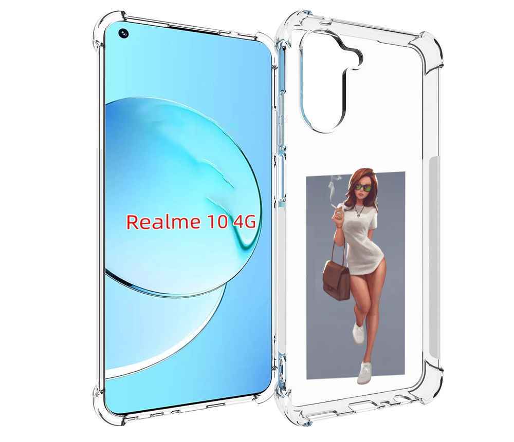 Чехол MyPads девушка-в-белой-футболке женский для Realme 10