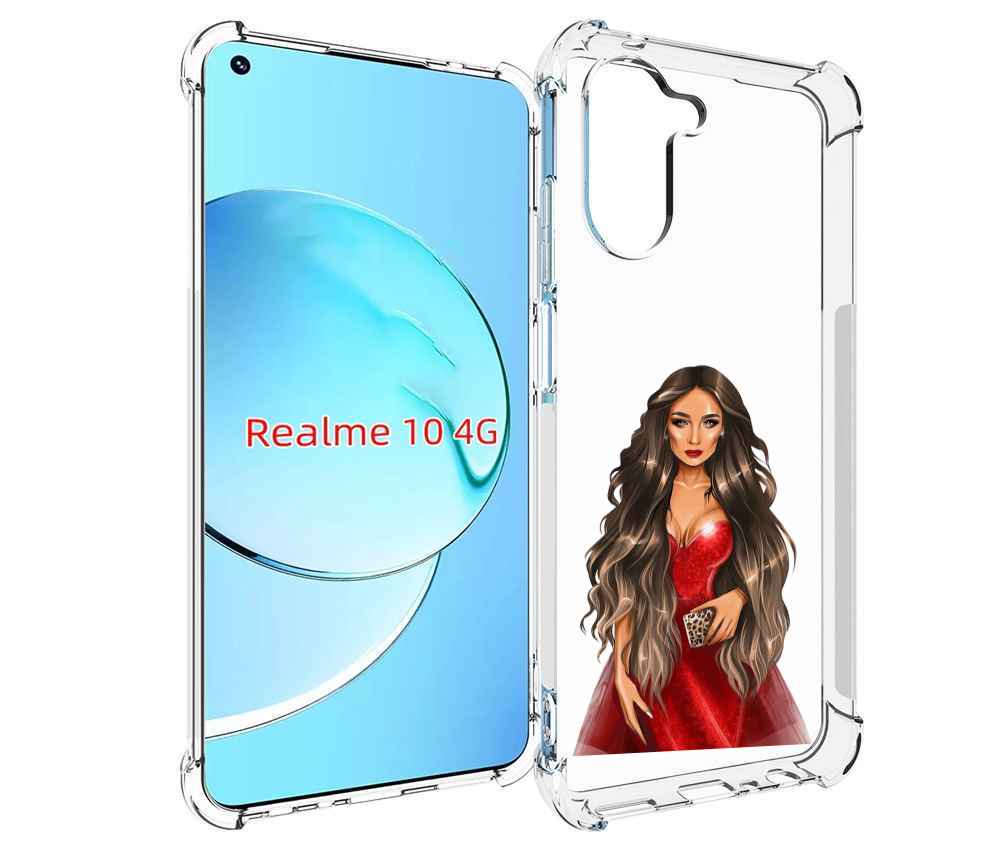 

Чехол MyPads девушка-в-вечернем-платье женский для Realme 10, Прозрачный, Tocco