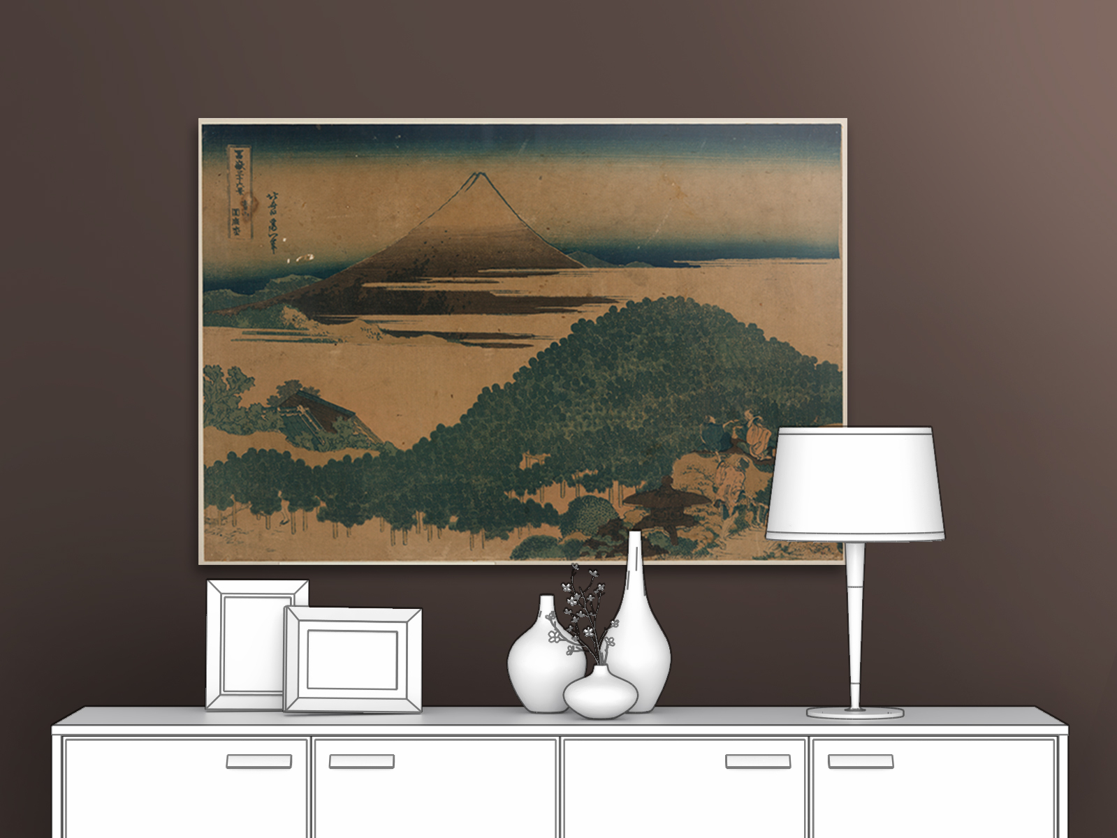 

Картина на холсте репродукция Кацусика Хокусай "Сосновый бор в Аояма" 80х55 см, Сосновый бор в Аояма