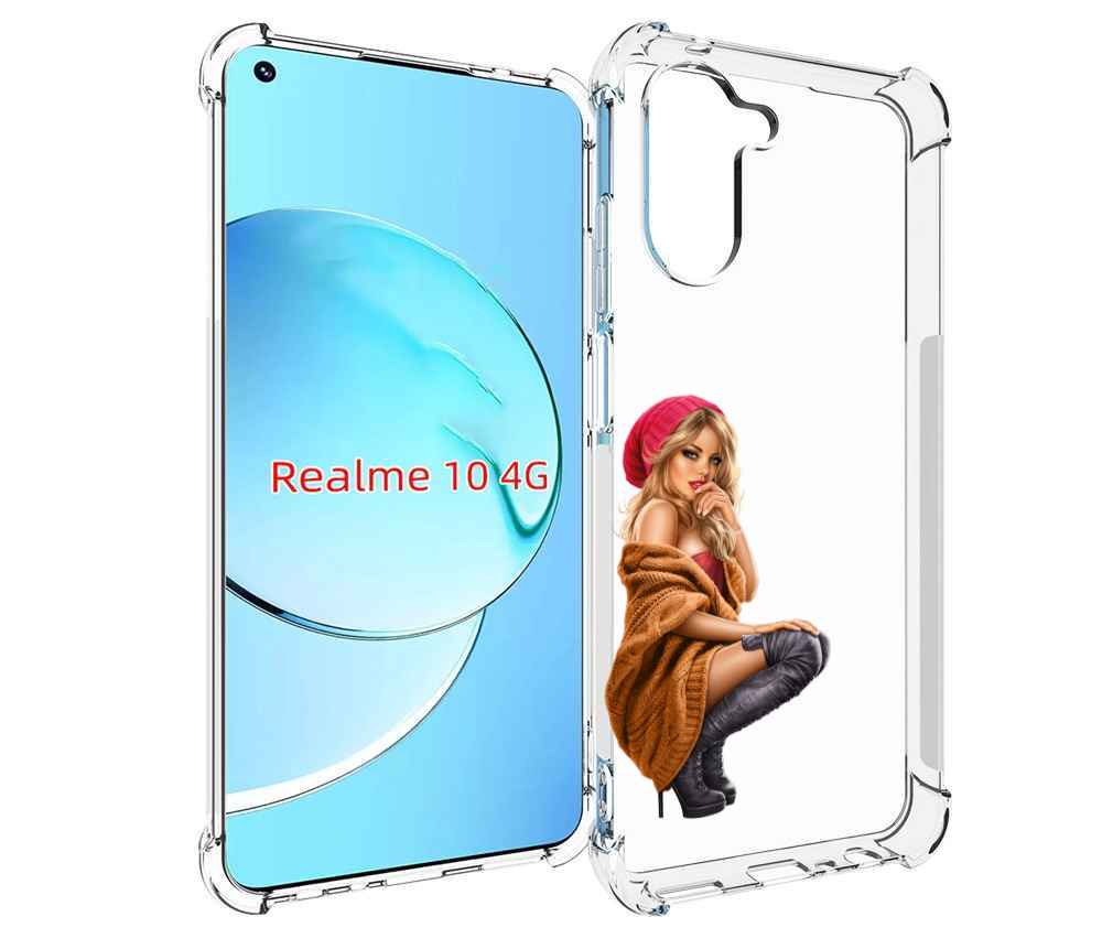 Чехол MyPads девушка-в-коричневом-свитере для Realme 10