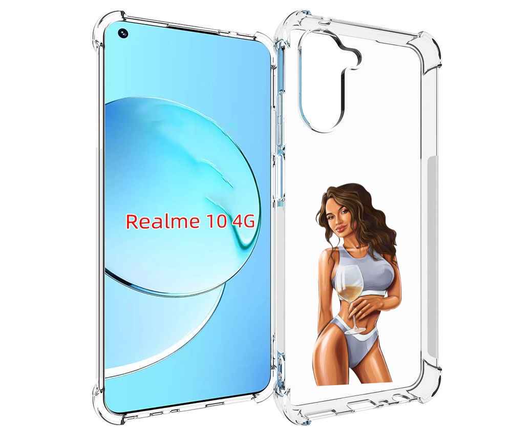 

Чехол MyPads девушка-в-сером-купальнике- женский для Realme 10, Прозрачный, Tocco