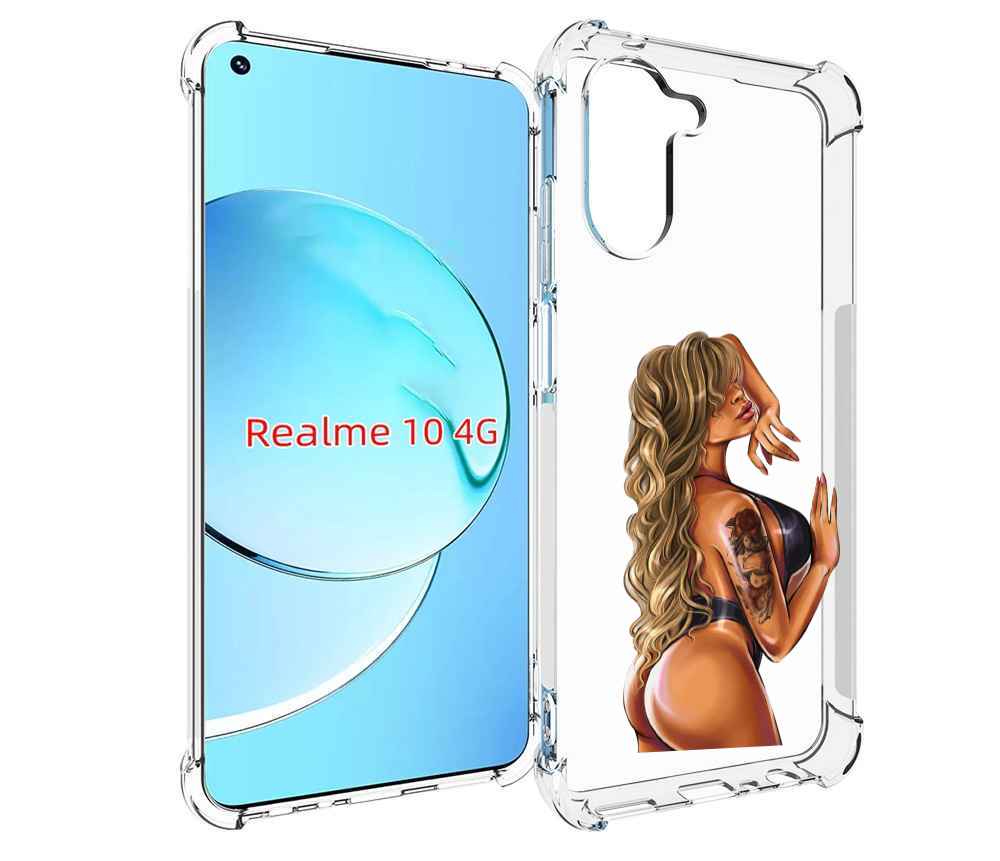 Чехол MyPads девушка-в-черном-кожаном-купальнике женский для Realme 10