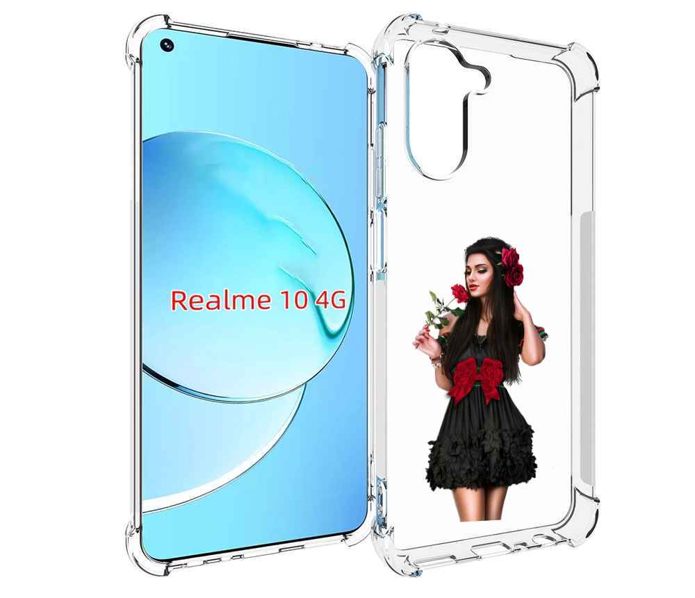 

Чехол MyPads девушка-в-черном-платье-с-розой женский для Realme 10, Прозрачный, Tocco