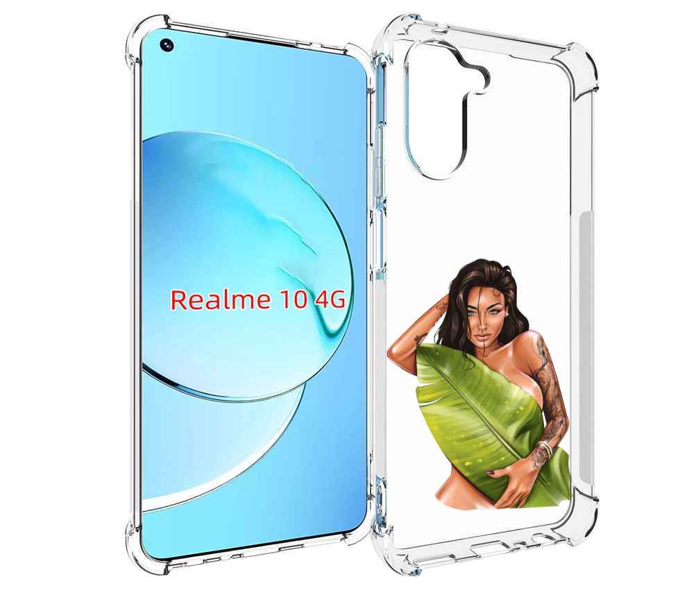 

Чехол MyPads девушка-модель-с-большим-листом женский для Realme 10, Прозрачный, Tocco