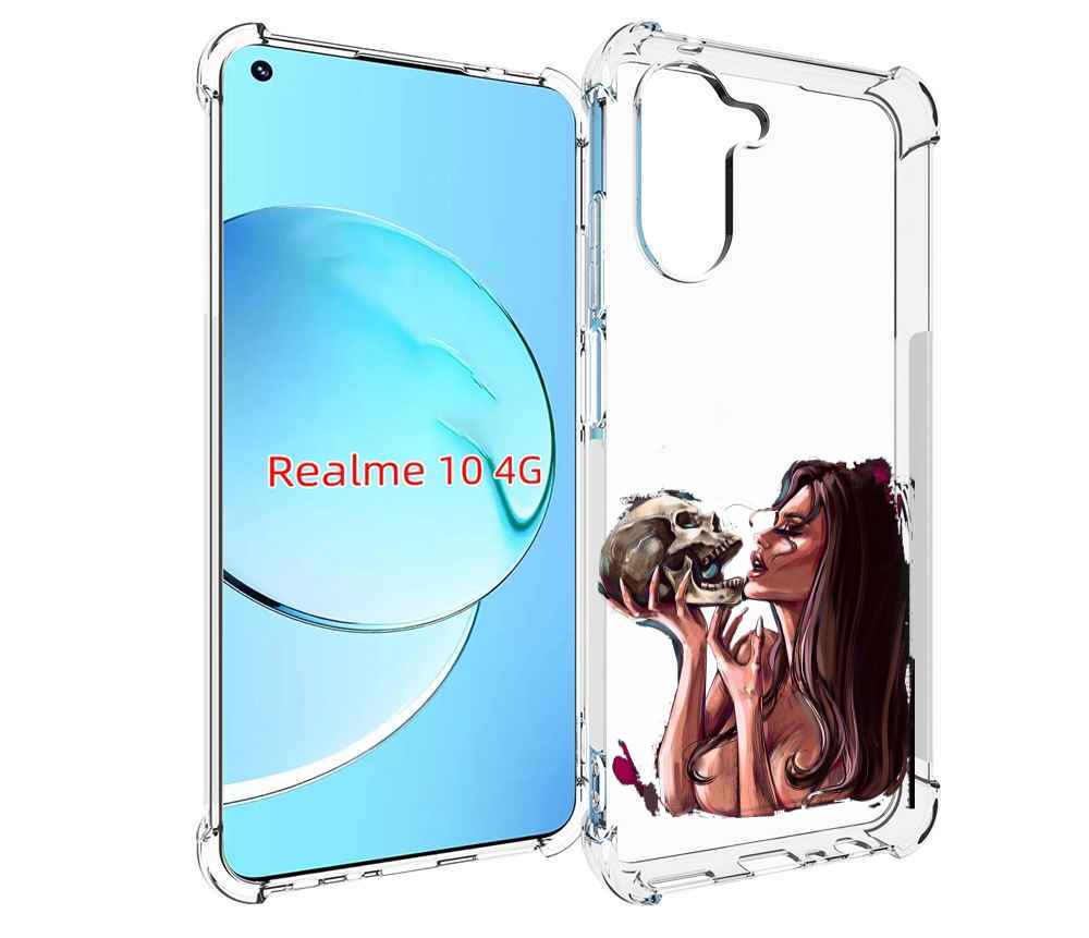 

Чехол MyPads девушка-модель-с-черепом для Realme 10, Прозрачный, Tocco