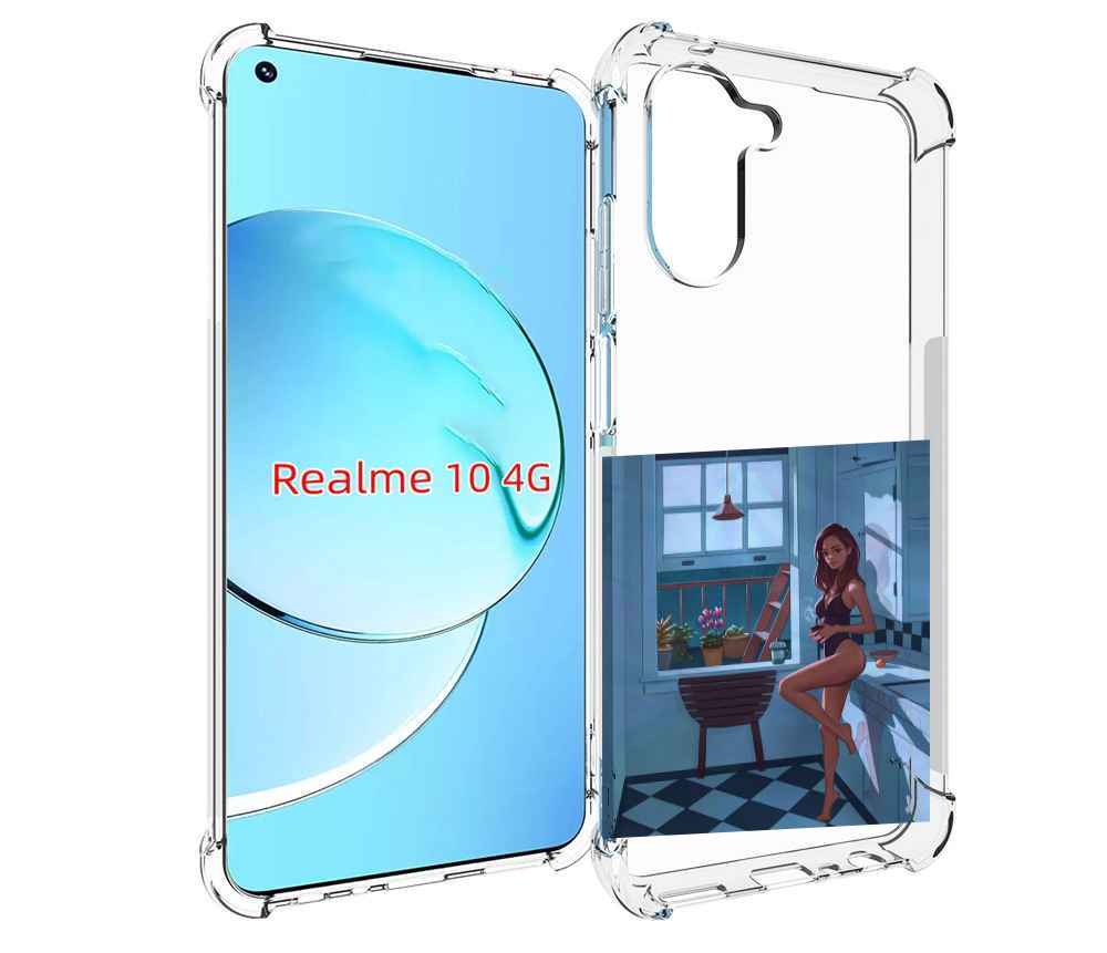 

Чехол MyPads девушка-на-кухне для Realme 10, Прозрачный, Tocco