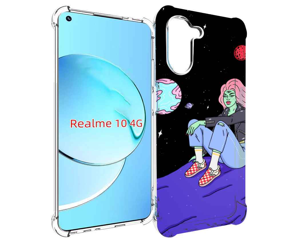 

Чехол MyPads девушка-на-луне-мультик для Realme 10, Прозрачный, Tocco