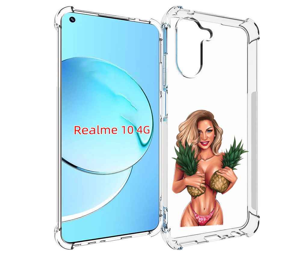 

Чехол MyPads девушка-с-ананасами женский для Realme 10, Прозрачный, Tocco