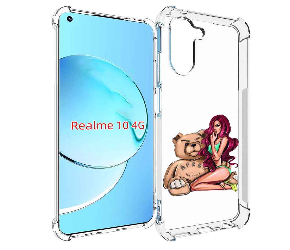 

Чехол MyPads девушка-с-большим-плюшевым-мишкой для Realme 10, Прозрачный, Tocco