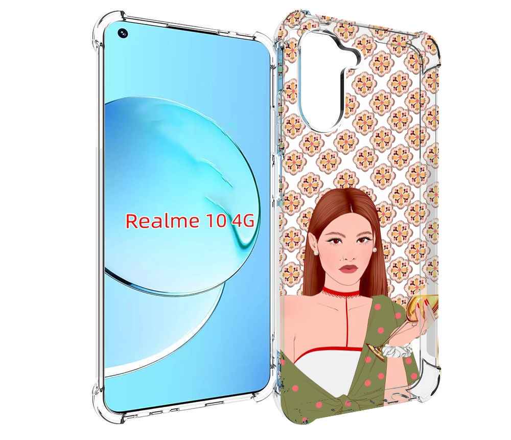 

Чехол MyPads девушка-с-вином-рисунок женский для Realme 10, Прозрачный, Tocco